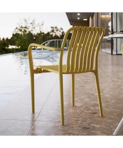 Domo Mea Sedia da giardino Breeze Giallo Senape con braccioli in Polipropilene