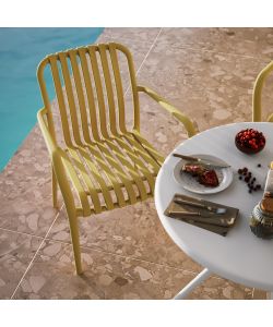 Domo Mea Sedia da giardino Breeze Giallo Senape con braccioli in Polipropilene
