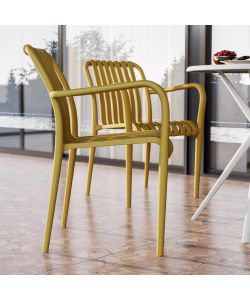 Domo Mea Sedia da giardino Breeze Giallo Senape con braccioli in Polipropilene