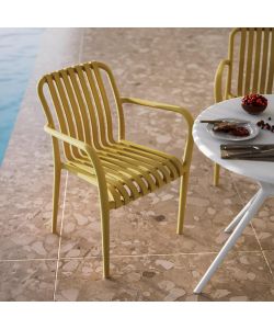 Domo Mea Sedia da giardino Breeze Giallo Senape con braccioli in Polipropilene