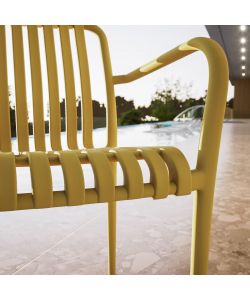 Domo Mea Sedia da giardino Breeze Giallo Senape con braccioli in Polipropilene