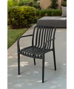 Domo Mea Sedia da giardino Breeze Grigio Antracite con braccioli in Polipropilene