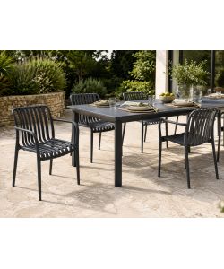 Sedia da Giardino Impilabile in Polipropilene con Braccioli Grigio Antracite - Breeze Domo Mea