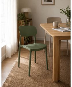 Sedia Impilabile in Polipropilene Verde Scuro h 75,5 cm Design Moderno - Mood Domo Mea