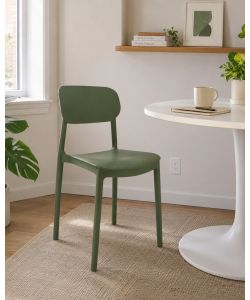 Sedia Impilabile in Polipropilene Verde Scuro h 75,5 cm Design Moderno - Mood Domo Mea
