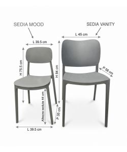 Domo Mea Sedia Mood Grigio Scuro - Design Moderno e Impilabile