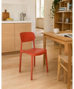 Sedia Impilabile in Polipropilene Terracotta h 75,5 cm Design Moderno Leggera - Mood Domo Mea