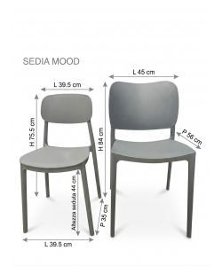 Sedia Impilabile in Polipropilene Terracotta h 75,5 cm Design Moderno Leggera - Mood Domo Mea