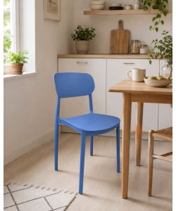 Sedia Impilabile in Polipropilene Blu h 75,5 cm Leggera Design Moderno - Mood Domo Mea