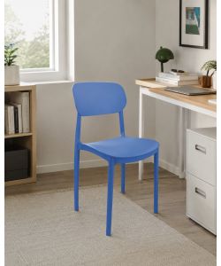 Sedia Impilabile in Polipropilene Blu h 75,5 cm Leggera Design Moderno - Mood Domo Mea