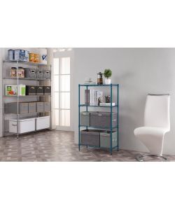 Domo Mea - Scaffale Azzurro 4 Ripiani 30x65x100 cm per Casa e Ufficio