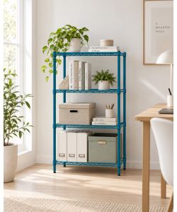 Domo Mea - Scaffale Azzurro 4 Ripiani 30x65x100 cm per Casa e Ufficio