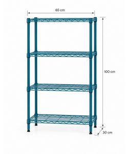 Domo Mea - Scaffale Azzurro 4 Ripiani 30x65x100 cm per Casa e Ufficio
