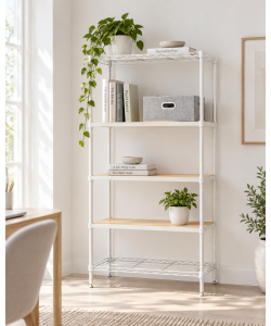 Domo Mea Scaffale Bianco 5 Ripiani in Legno - 40x80x180cm