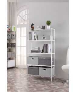 Domo Mea Scaffale Bianco 5 Ripiani in Legno - 40x80x180cm