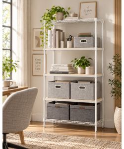 Domo Mea Scaffale Bianco 5 Ripiani in Legno - 40x80x180cm