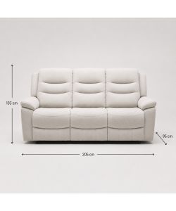 Divano 3 Posti Reclinabile in Tessuto Idrorepellente Greige 205x95x103 cm - Domo Mea