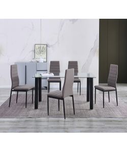 Domo Mea Set Avatar Tavolo in Vetro e 6 Sedie - Grigio