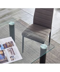 Domo Mea Set Avatar Tavolo in Vetro e 6 Sedie - Grigio