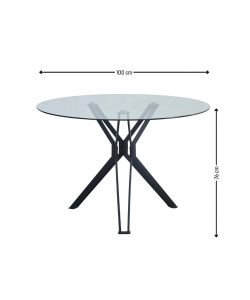 Domo Mea Tavolo Bretta Tondo in Vetro - 100x76 cm