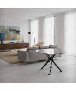 Domo Mea Tavolo Bretta Tondo in Vetro - 100x76 cm
