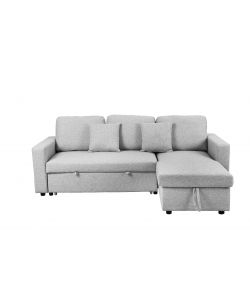 Domo Mea Divano letto angolare Aura per soggiorno in Tessuto Grigio