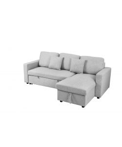 Domo Mea Divano letto angolare Aura per soggiorno in Tessuto Grigio