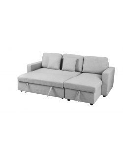 Domo Mea Divano letto angolare Aura per soggiorno in Tessuto Grigio