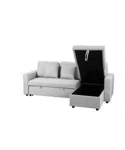 Domo Mea Divano letto angolare Aura per soggiorno in Tessuto Grigio