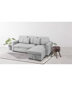 Domo Mea Divano letto angolare Aura per soggiorno in Tessuto Grigio