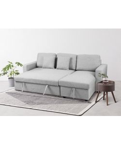 Domo Mea Divano letto angolare Aura per soggiorno in Tessuto Grigio