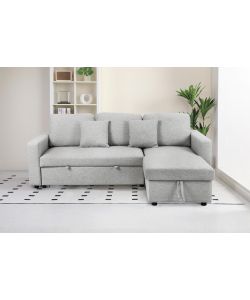 Domo Mea Divano letto angolare Aura per soggiorno in Tessuto Grigio