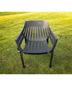 Set salotto da esterno 4 pezzi polipropilene effetto legno con cuscini antracite - 2 poltrone divano tavolino Hilton Domo Mea