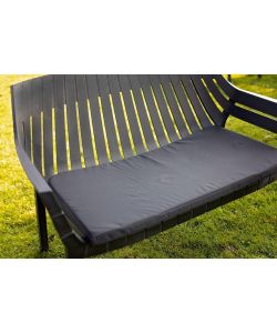 Set salotto da esterno 4 pezzi polipropilene effetto legno con cuscini antracite - 2 poltrone divano tavolino Hilton Domo Mea