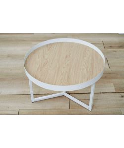 Domo Mea Set di 2 Tavolini Caff Bianchi e Rovere - 60 e 40 cm