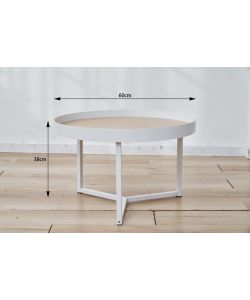 Domo Mea Set di 2 Tavolini Caff Bianchi e Rovere - 60 e 40 cm