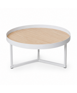 Domo Mea Set di 2 Tavolini Caffè Bianchi e Rovere - 60 e 40 cm