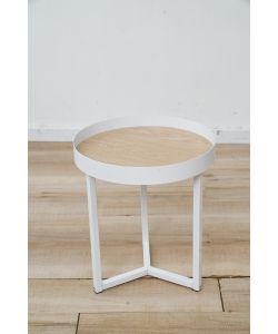 Domo Mea Set di 2 Tavolini Caff Bianchi e Rovere - 60 e 40 cm