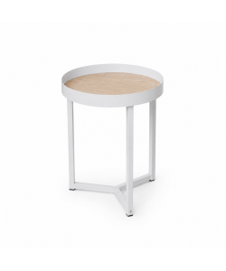 Domo Mea Set di 2 Tavolini Caffè Bianchi e Rovere - 60 e 40 cm