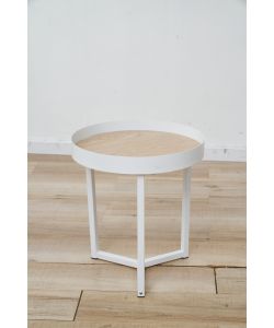 Domo Mea Set di 2 Tavolini Caff Bianchi e Rovere - 60 e 40 cm