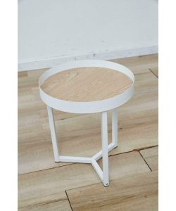 Domo Mea Set di 2 Tavolini Caff Bianchi e Rovere - 60 e 40 cm