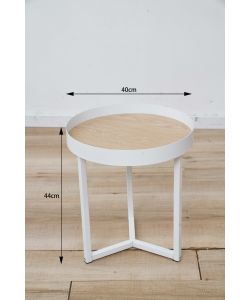 Domo Mea Set di 2 Tavolini Caff Bianchi e Rovere - 60 e 40 cm
