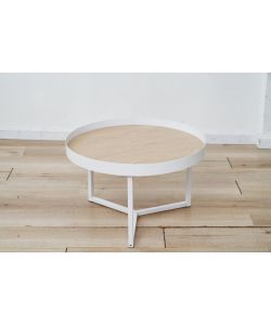 Domo Mea Set di 2 Tavolini Caff Bianchi e Rovere - 60 e 40 cm