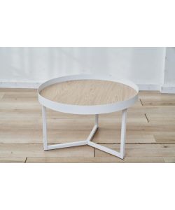 Domo Mea Set di 2 Tavolini Caff Bianchi e Rovere - 60 e 40 cm