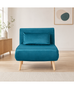 Domo Mea Poltrona Letto Blu Verde - Design Scandinavo Moderno - Velluto Comodo