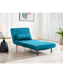 Domo Mea Poltrona Letto Blu Verde - Design Scandinavo Moderno - Velluto Comodo