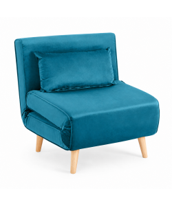 Domo Mea Poltrona Letto Blu Verde - Design Scandinavo Moderno - Velluto Comodo