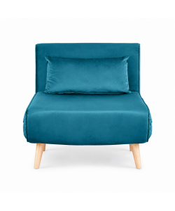 Domo Mea Poltrona Letto Blu Verde - Design Scandinavo Moderno - Velluto Comodo