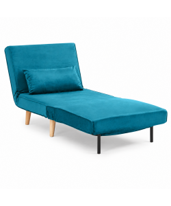 Domo Mea Poltrona Letto Blu Verde - Design Scandinavo Moderno - Velluto Comodo