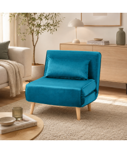 Domo Mea Poltrona Letto Blu Verde - Design Scandinavo Moderno - Velluto Comodo